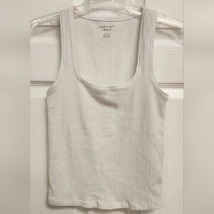 American Eagle White Ribbed Tank Top